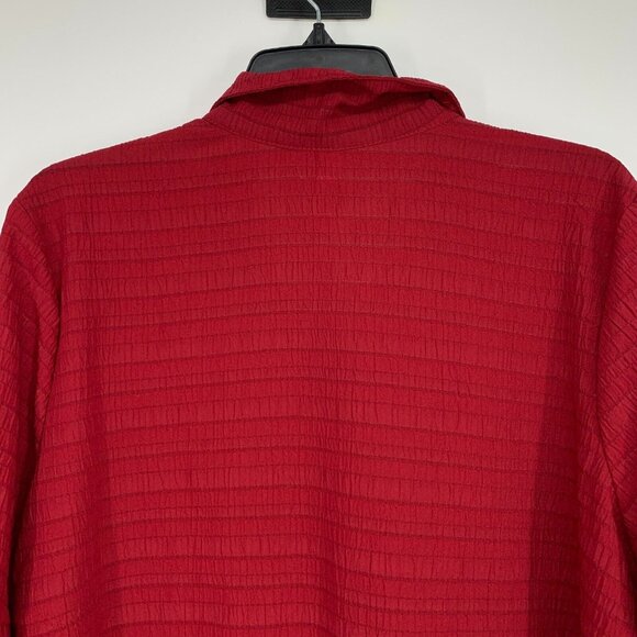 NY Collection Top Red Button Down Roll Tab 3/4 Sleeve NWT - Picture 9 of 10